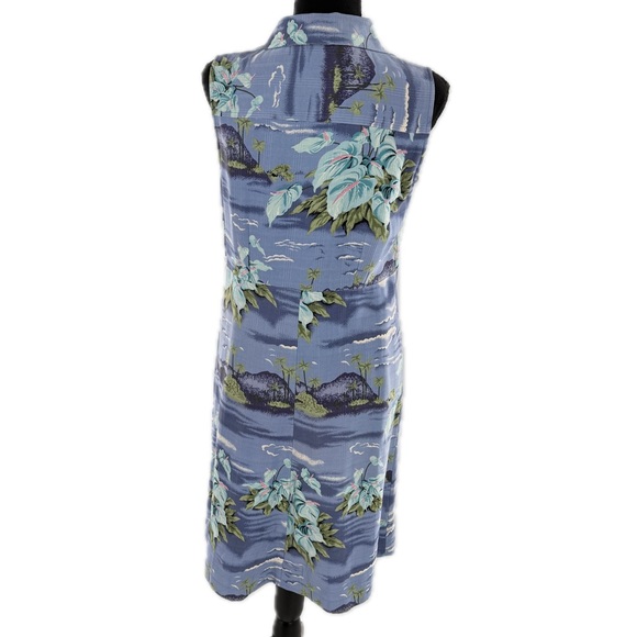 Tommy Bahama Vintage 100% Silk Tropical Print Sleeveless Shirt Dress Blue Size 6 - Picture 14 of 17